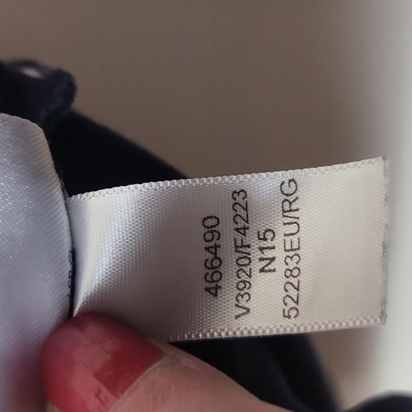 LANDS' END Navy Blue White Polka-dot Top Faux Wrap Side Ruched Knit Dress - Picture 11 of 12